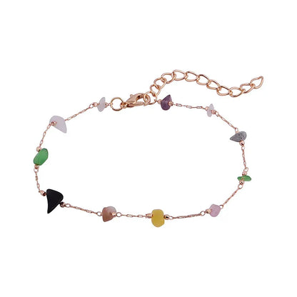 Wholesale Jewelry Simple Style Irregular Natural Stone Copper Anklet