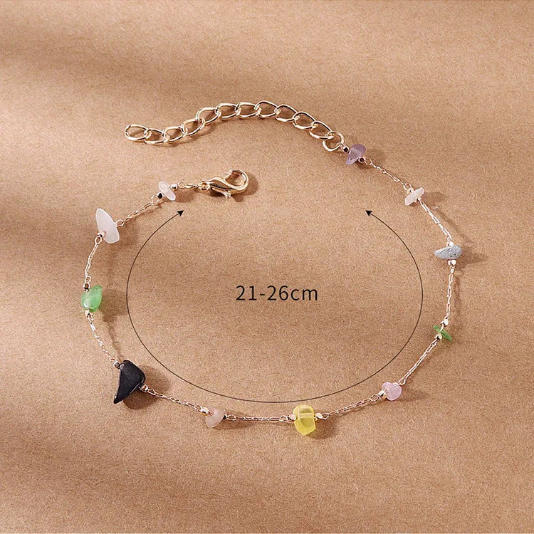 Wholesale Jewelry Simple Style Irregular Natural Stone Copper Anklet