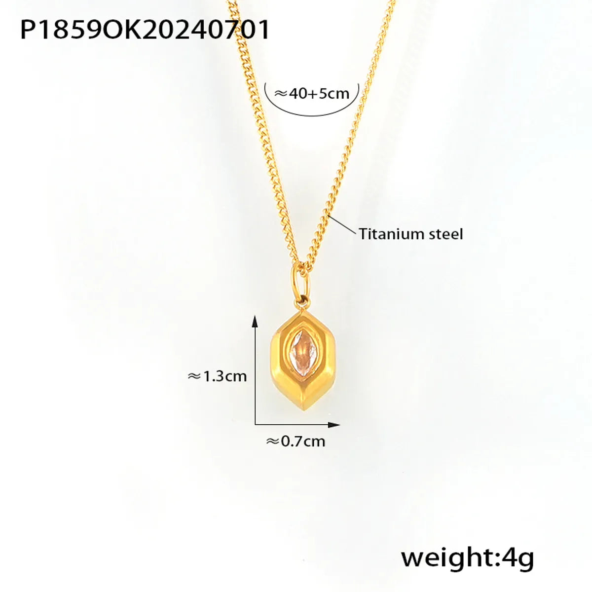 Wholesale Jewelry Simple Style Korean Style Hexagon 304 Stainless Steel 18K Gold Plated Plating Pendant Necklace Necklace