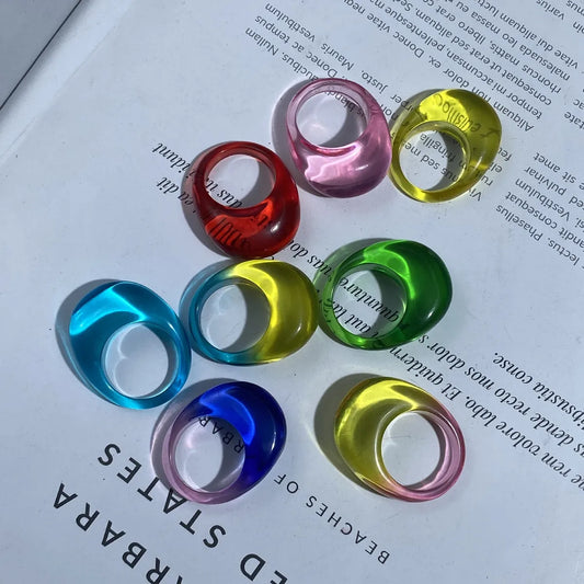 Wholesale Jewelry Simple Style Korean Style Solid Color Transparent Resin Rings