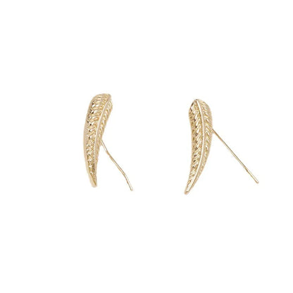 Wholesale Jewelry Simple Style Leaf Alloy Gold Plated Plating Ear Studs