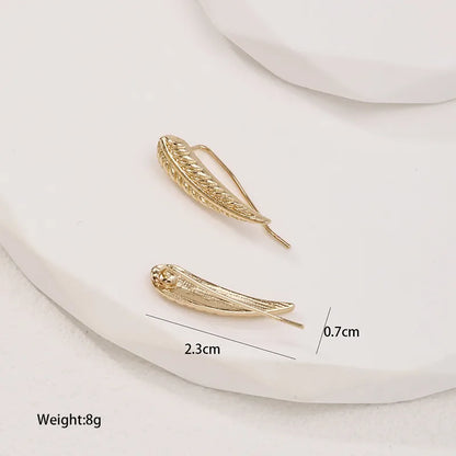 Wholesale Jewelry Simple Style Leaf Alloy Gold Plated Plating Ear Studs