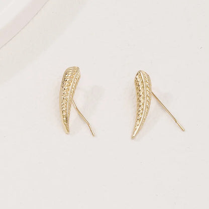 Wholesale Jewelry Simple Style Leaf Alloy Gold Plated Plating Ear Studs