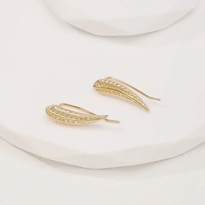 Wholesale Jewelry Simple Style Leaf Alloy Gold Plated Plating Ear Studs