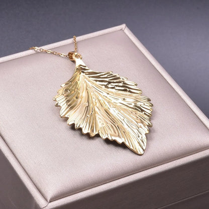 Wholesale Jewelry Simple Style Leaves 304 Stainless Steel Plating Pendant Necklace