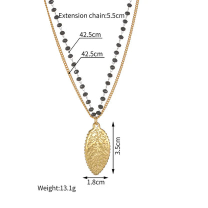 Wholesale Jewelry Simple Style Leaves Starfish 304 Stainless Steel Beaded Pendant Necklace