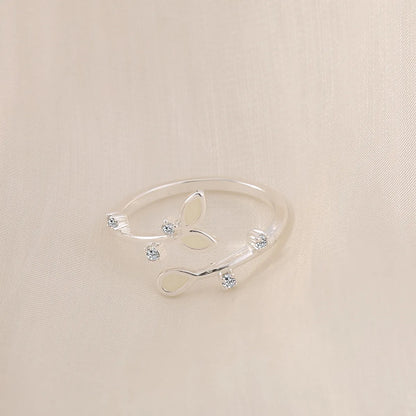 Wholesale Jewelry Simple Style Leaves Texture Resin Copper Zircon Inlay Rings