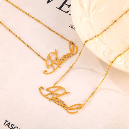 Wholesale Jewelry Simple Style Letter 304 Stainless Steel 18K Gold Plated Necklace