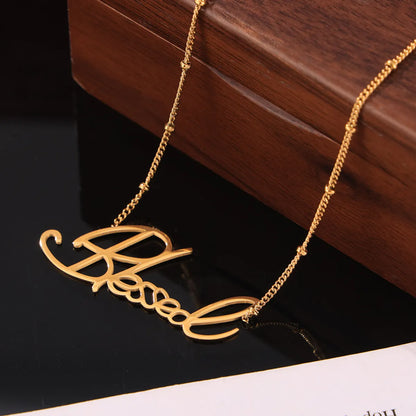 Wholesale Jewelry Simple Style Letter 304 Stainless Steel 18K Gold Plated Necklace