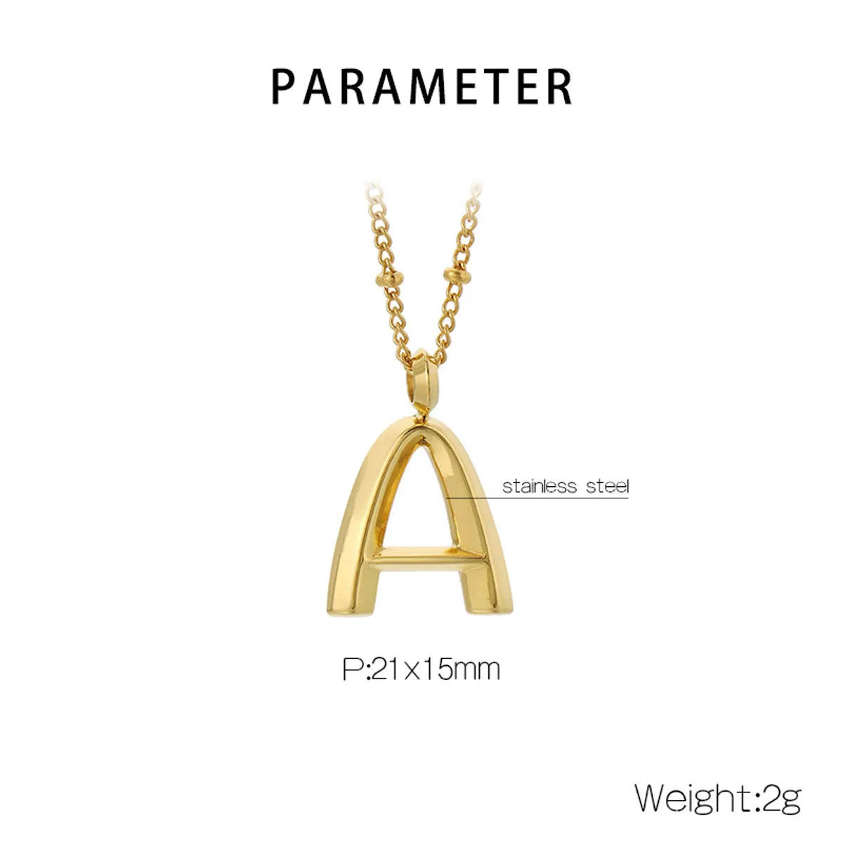 Wholesale Jewelry Simple Style Letter 304 Stainless Steel 18K Gold Plated Pendant Necklace