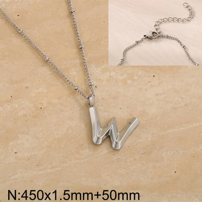 Wholesale Jewelry Simple Style Letter 304 Stainless Steel 18K Gold Plated Pendant Necklace