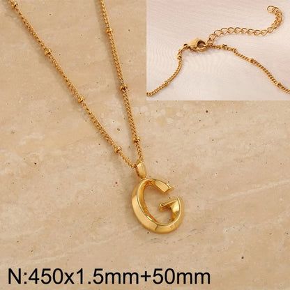 Wholesale Jewelry Simple Style Letter 304 Stainless Steel 18K Gold Plated Pendant Necklace