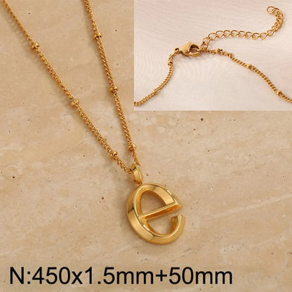 Wholesale Jewelry Simple Style Letter 304 Stainless Steel 18K Gold Plated Pendant Necklace