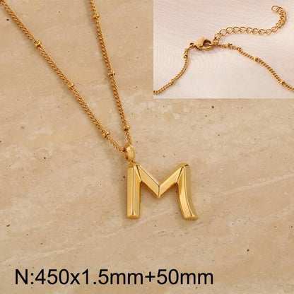 Wholesale Jewelry Simple Style Letter 304 Stainless Steel 18K Gold Plated Pendant Necklace