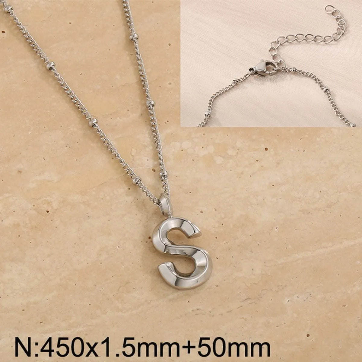 Wholesale Jewelry Simple Style Letter 304 Stainless Steel 18K Gold Plated Pendant Necklace