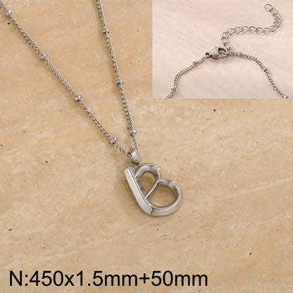 Wholesale Jewelry Simple Style Letter 304 Stainless Steel 18K Gold Plated Pendant Necklace