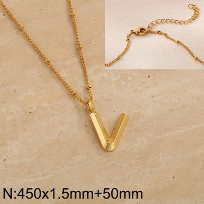 Wholesale Jewelry Simple Style Letter 304 Stainless Steel 18K Gold Plated Pendant Necklace