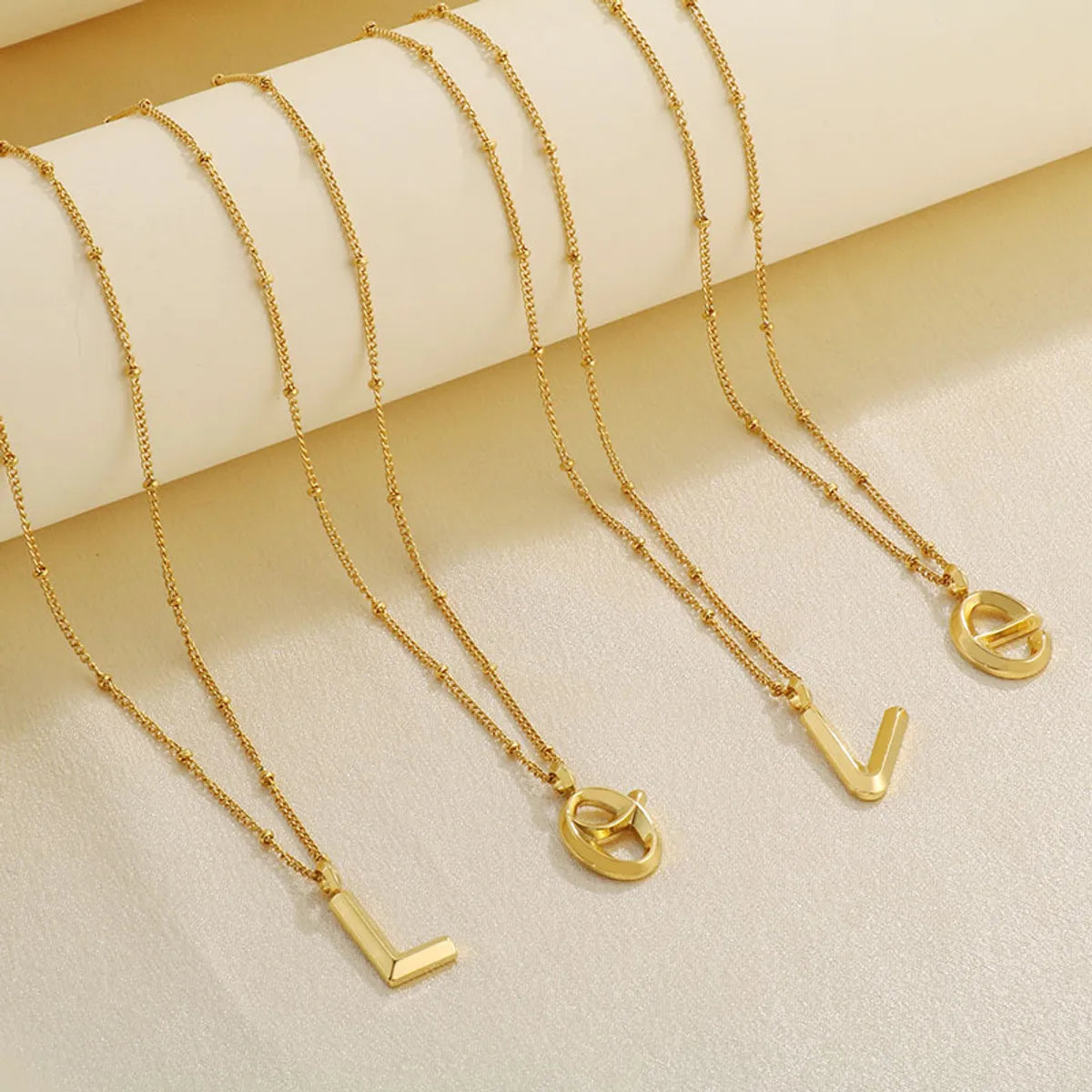 Wholesale Jewelry Simple Style Letter 304 Stainless Steel 18K Gold Plated Pendant Necklace