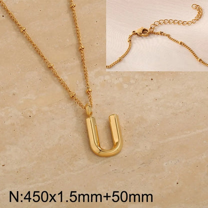 Wholesale Jewelry Simple Style Letter 304 Stainless Steel 18K Gold Plated Pendant Necklace