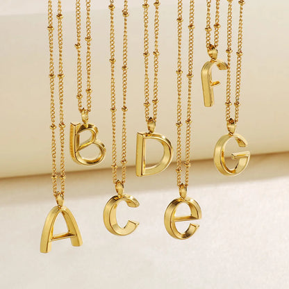 Wholesale Jewelry Simple Style Letter 304 Stainless Steel 18K Gold Plated Pendant Necklace