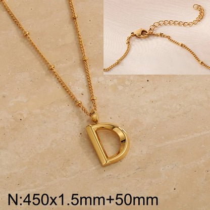 Wholesale Jewelry Simple Style Letter 304 Stainless Steel 18K Gold Plated Pendant Necklace