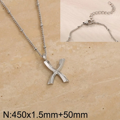 Wholesale Jewelry Simple Style Letter 304 Stainless Steel 18K Gold Plated Pendant Necklace