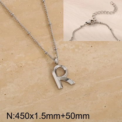 Wholesale Jewelry Simple Style Letter 304 Stainless Steel 18K Gold Plated Pendant Necklace