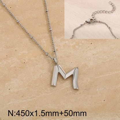 Wholesale Jewelry Simple Style Letter 304 Stainless Steel 18K Gold Plated Pendant Necklace