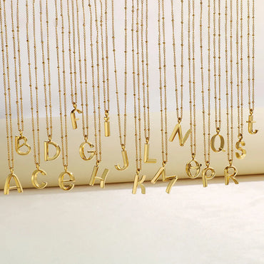 Wholesale Jewelry Simple Style Letter 304 Stainless Steel 18K Gold Plated Pendant Necklace