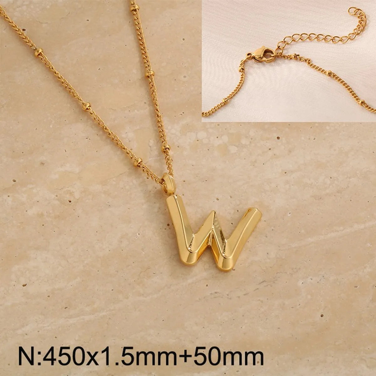 Wholesale Jewelry Simple Style Letter 304 Stainless Steel 18K Gold Plated Pendant Necklace