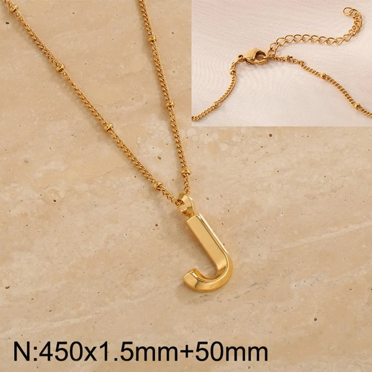 Wholesale Jewelry Simple Style Letter 304 Stainless Steel 18K Gold Plated Pendant Necklace