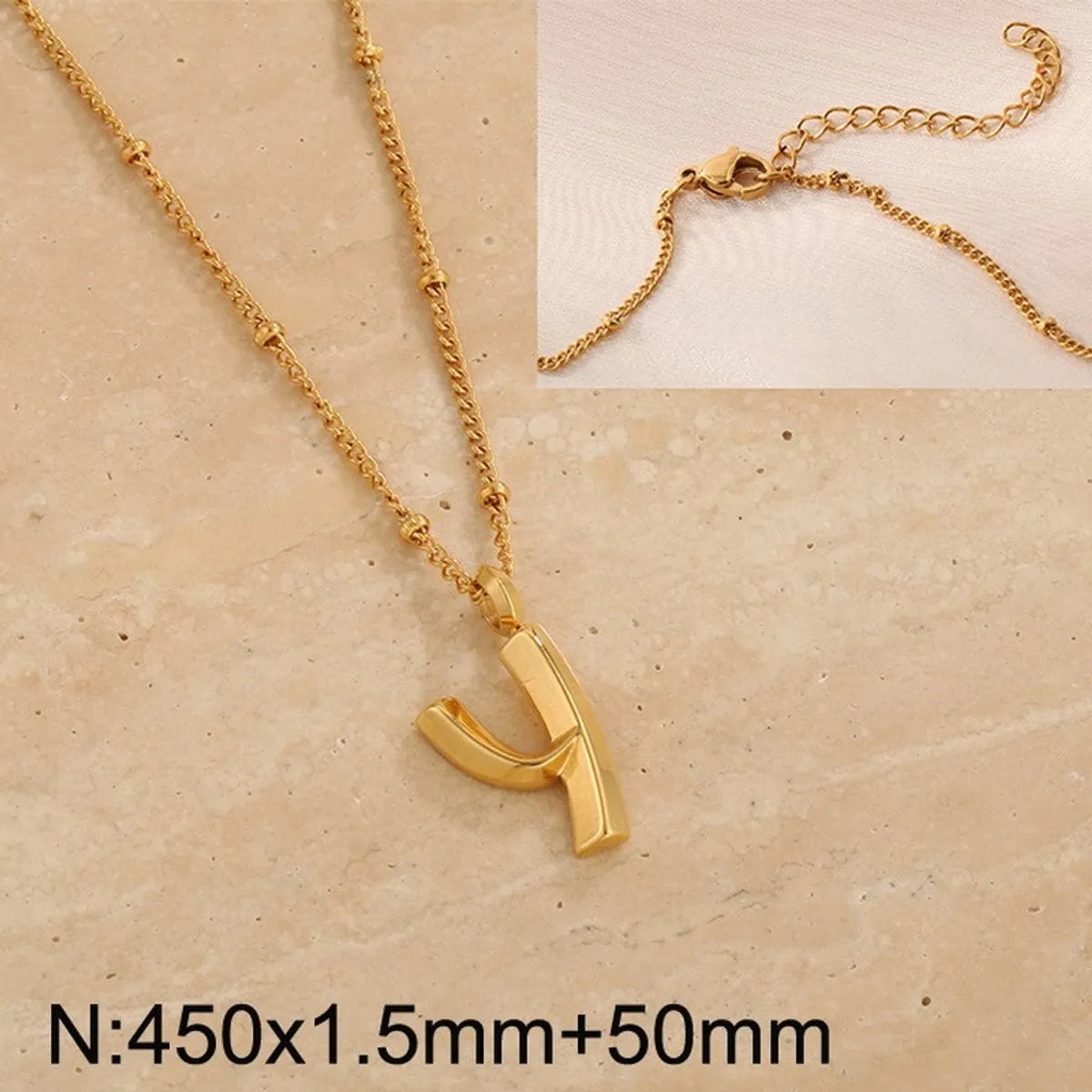 Wholesale Jewelry Simple Style Letter 304 Stainless Steel 18K Gold Plated Pendant Necklace