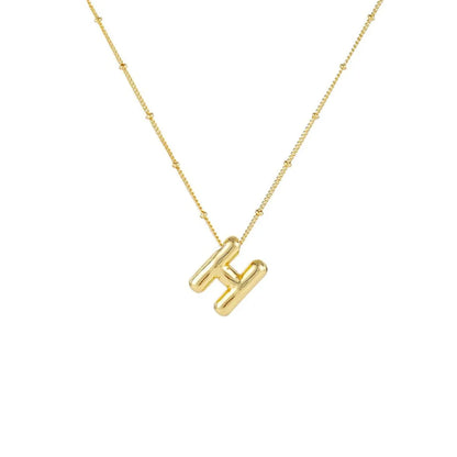 Wholesale Jewelry Simple Style Letter 304 Stainless Steel Gold Plated Plating Pendant Necklace