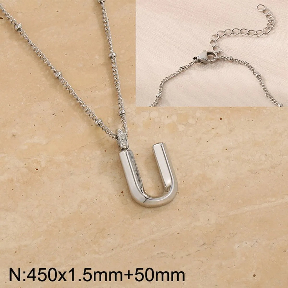 Wholesale Jewelry Simple Style Letter 304 Stainless Steel Pendant Necklace