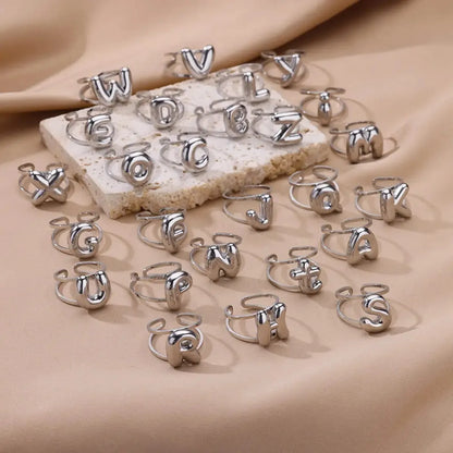 Wholesale Jewelry Simple Style Letter 304 Stainless Steel Plating Open Rings