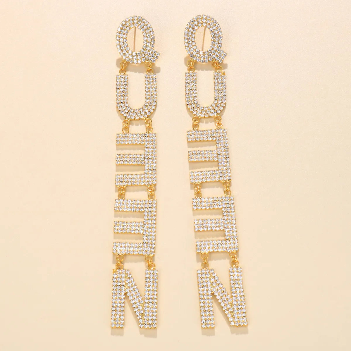 Wholesale Jewelry Simple Style Letter Alloy Rhinestones Inlay Drop Earrings