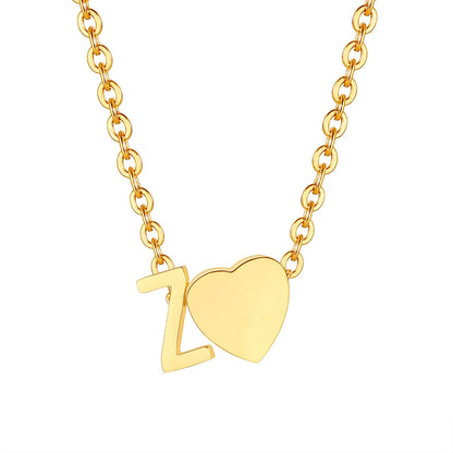 Wholesale Jewelry Simple Style Letter Heart Shape 201 Stainless Steel 18K Gold Plated Polishing Pendant Necklace