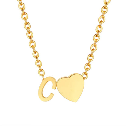 Wholesale Jewelry Simple Style Letter Heart Shape 201 Stainless Steel 18K Gold Plated Polishing Pendant Necklace