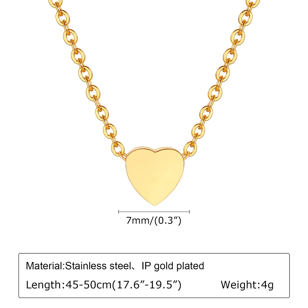 Wholesale Jewelry Simple Style Letter Heart Shape 201 Stainless Steel 18K Gold Plated Polishing Pendant Necklace