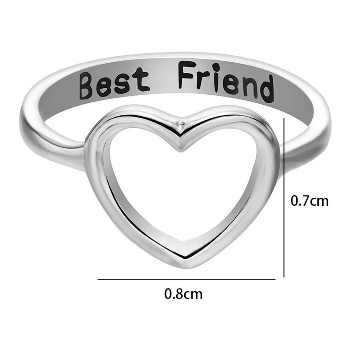 Wholesale Jewelry Simple Style Letter Heart Shape Alloy Plating Hollow Out Rings