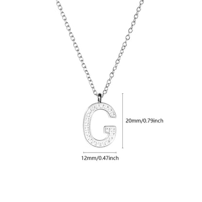 Wholesale Jewelry Simple Style Letter Titanium Steel Zircon Plating Inlay Pendant Necklace