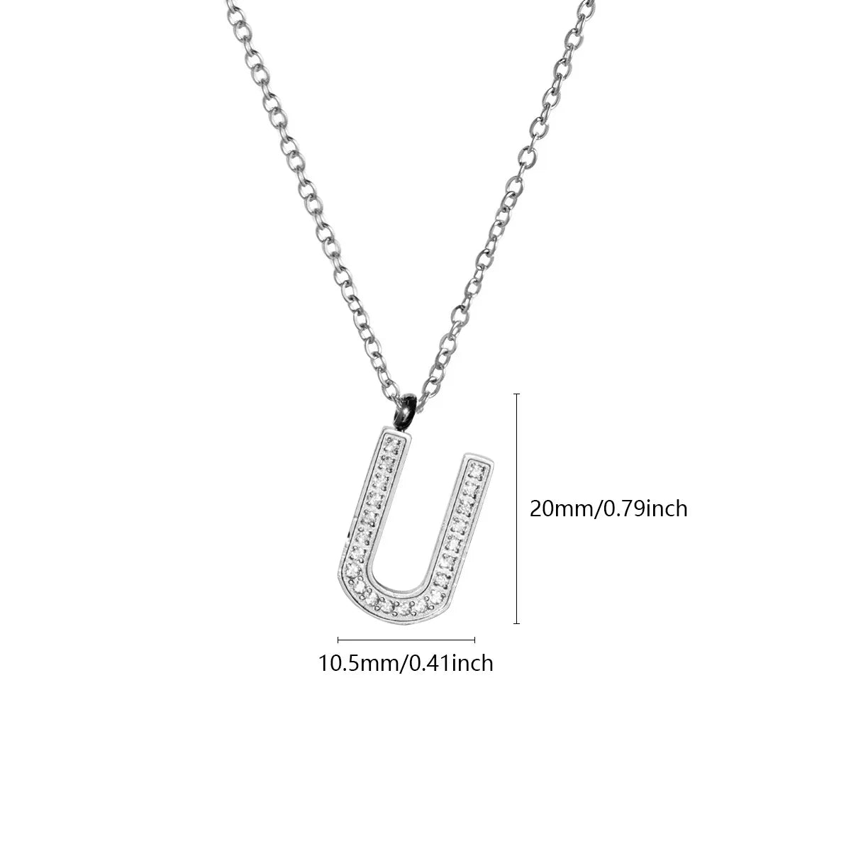 Wholesale Jewelry Simple Style Letter Titanium Steel Zircon Plating Inlay Pendant Necklace