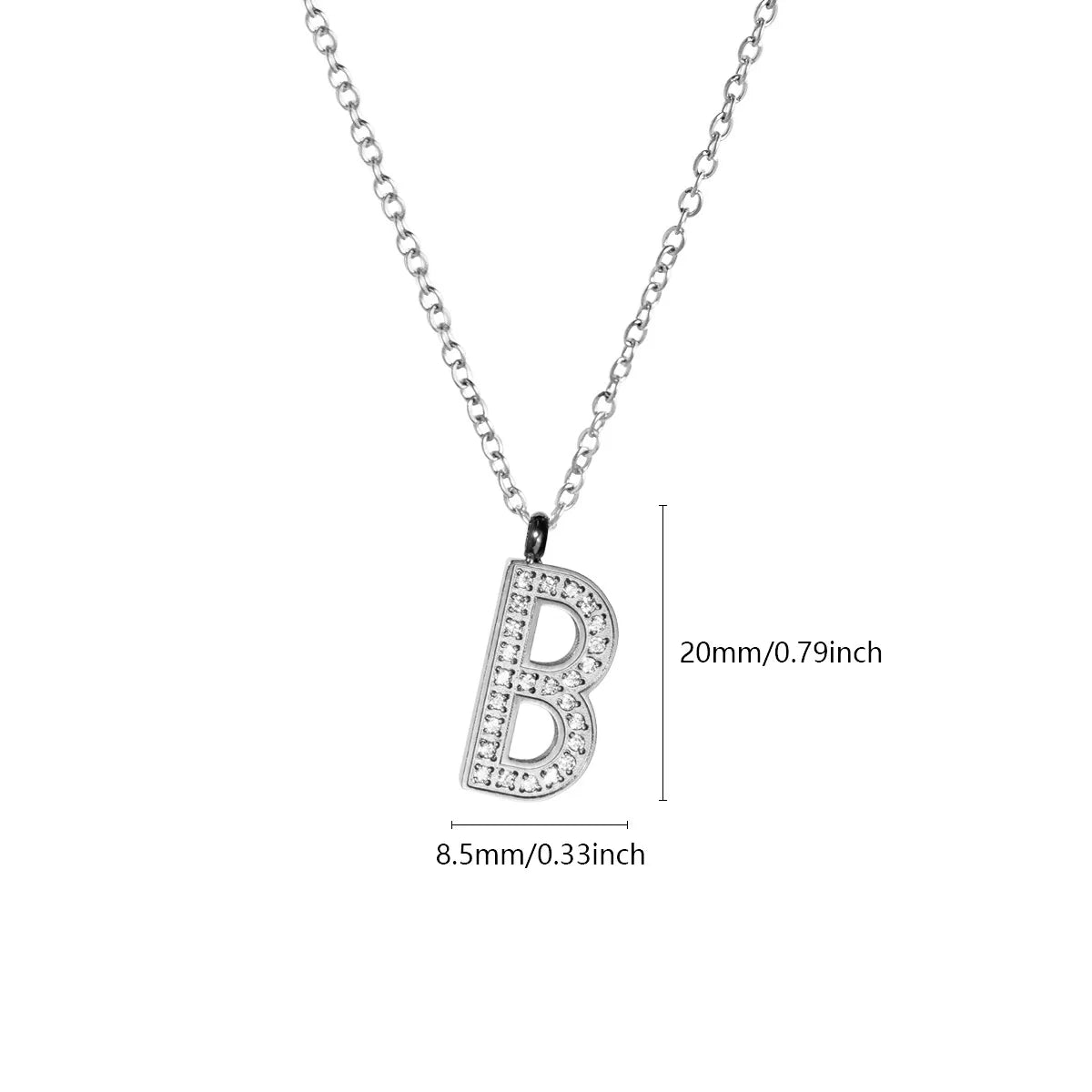 Wholesale Jewelry Simple Style Letter Titanium Steel Zircon Plating Inlay Pendant Necklace