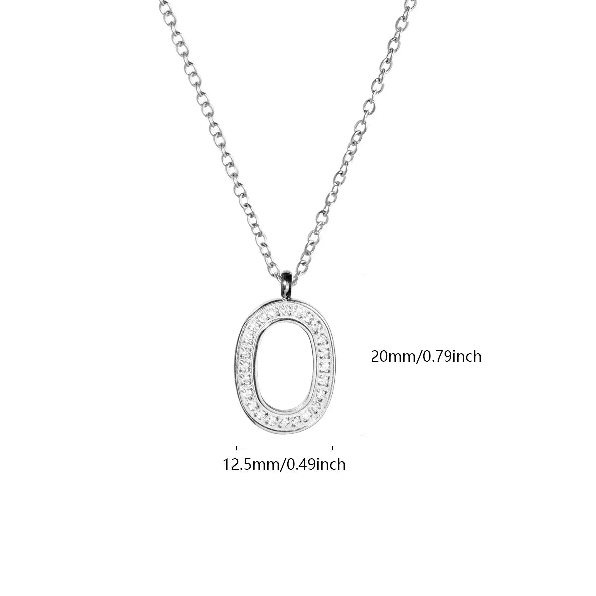 Wholesale Jewelry Simple Style Letter Titanium Steel Zircon Plating Inlay Pendant Necklace