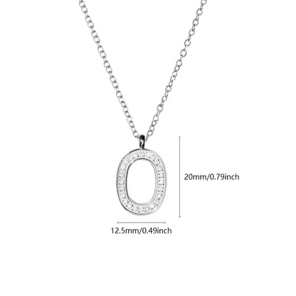 Wholesale Jewelry Simple Style Letter Titanium Steel Zircon Plating Inlay Pendant Necklace