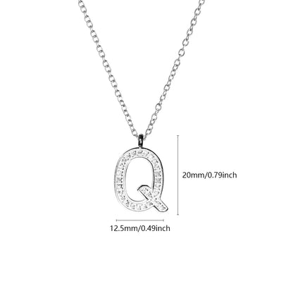 Wholesale Jewelry Simple Style Letter Titanium Steel Zircon Plating Inlay Pendant Necklace