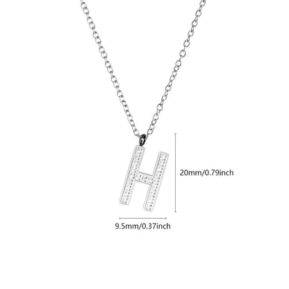 Wholesale Jewelry Simple Style Letter Titanium Steel Zircon Plating Inlay Pendant Necklace