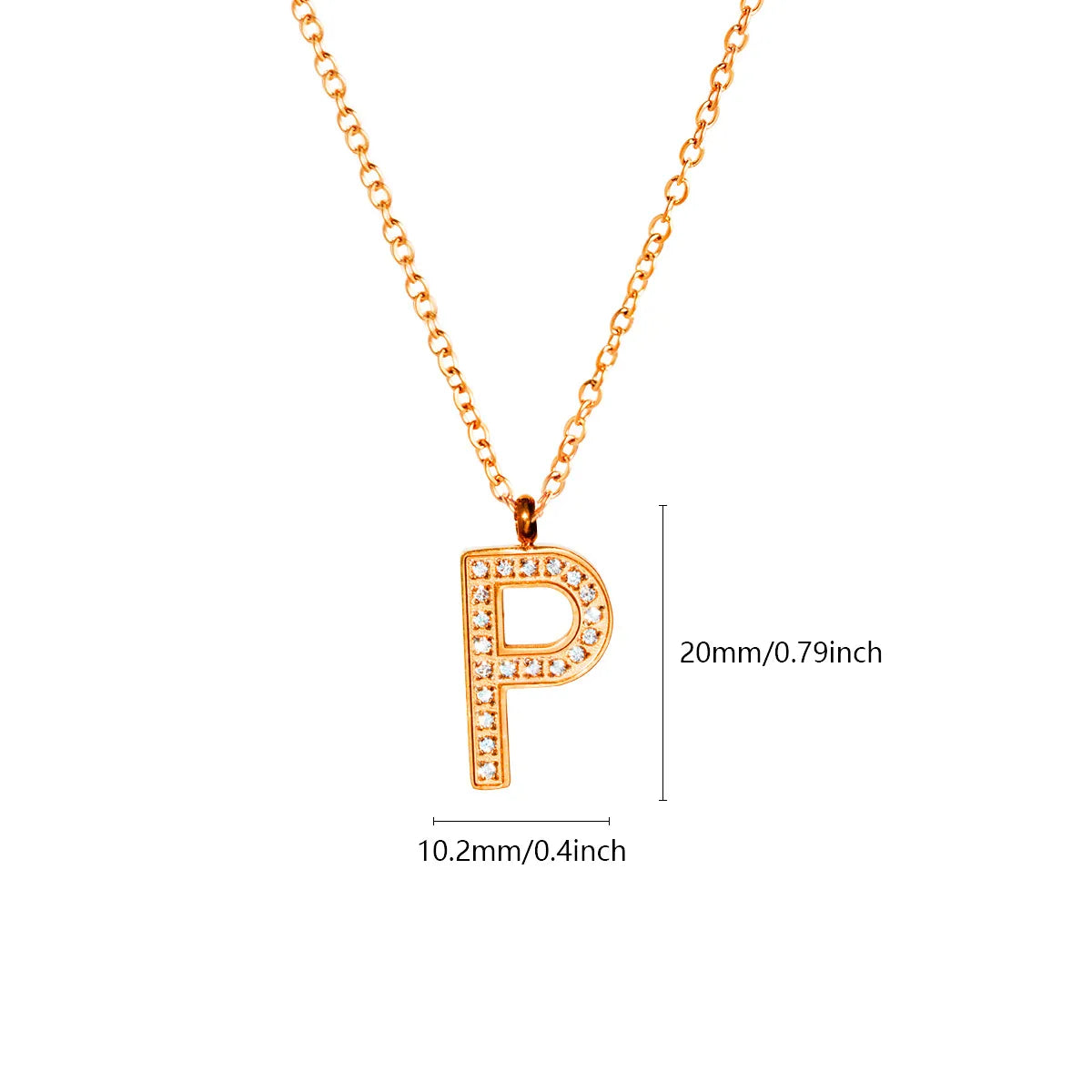 Wholesale Jewelry Simple Style Letter Titanium Steel Zircon Plating Inlay Pendant Necklace