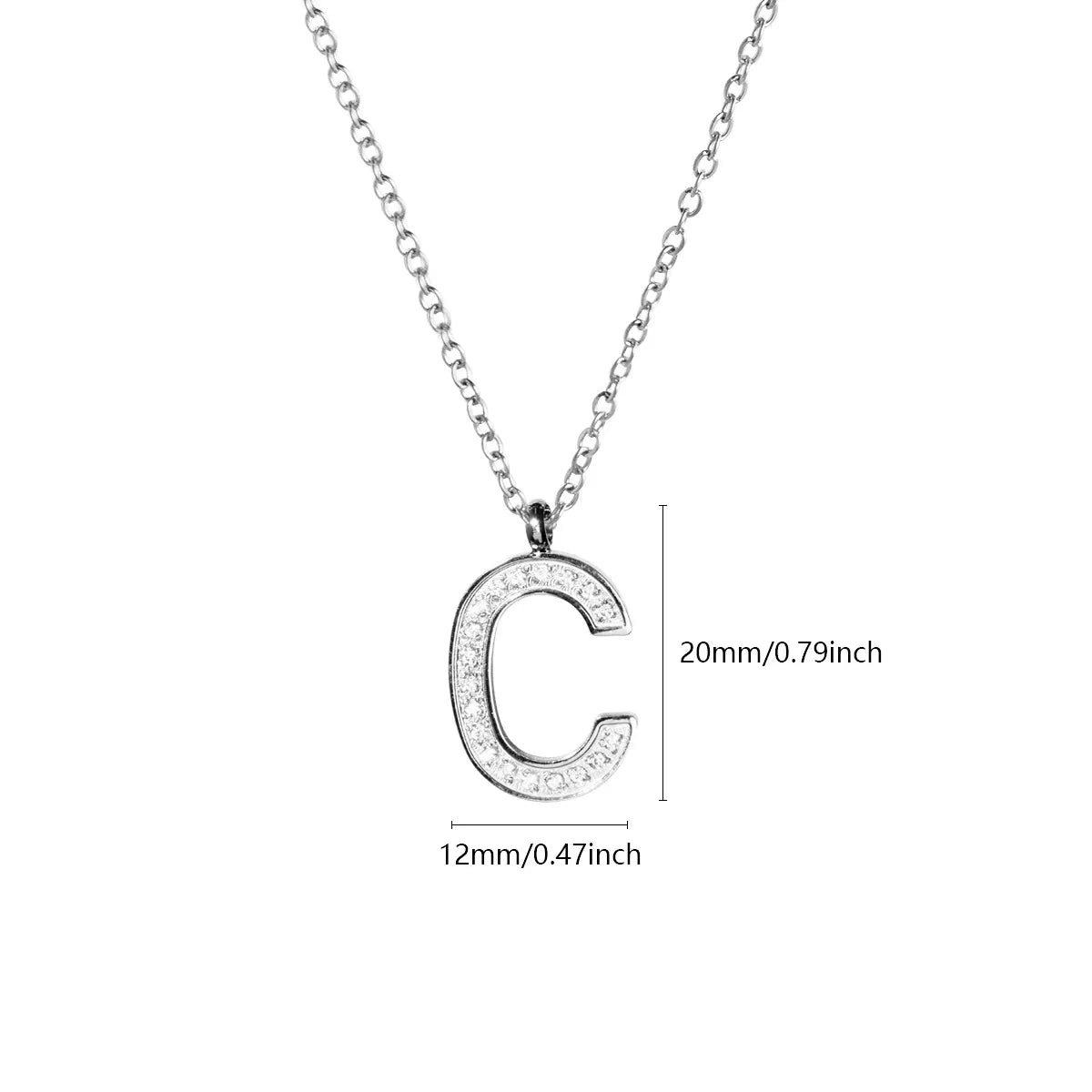 Wholesale Jewelry Simple Style Letter Titanium Steel Zircon Plating Inlay Pendant Necklace