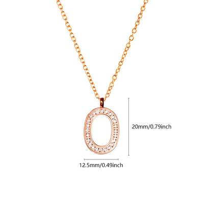 Wholesale Jewelry Simple Style Letter Titanium Steel Zircon Plating Inlay Pendant Necklace